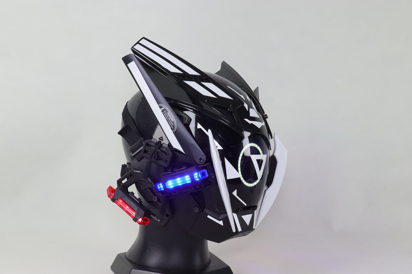 XpopArtCraft Custom White Full Face Glowing Cyberpunk Mask