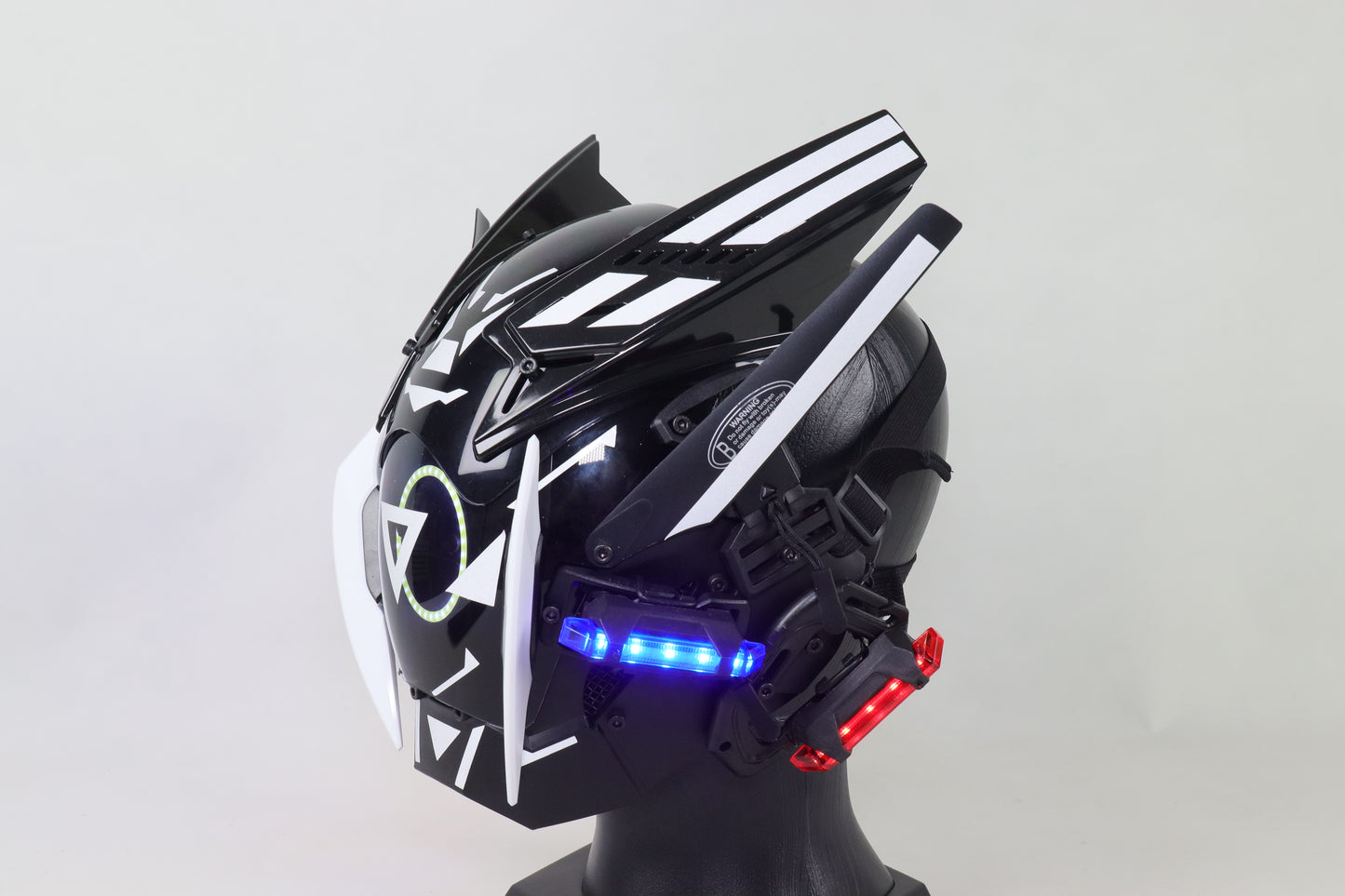 XpopArtCraft Custom White Full Face Glowing Cyberpunk Mask