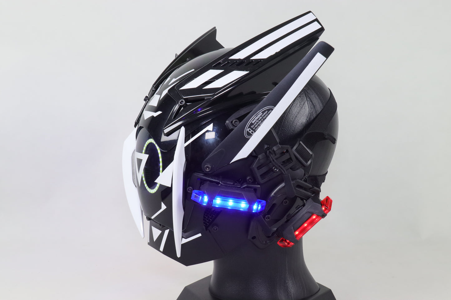 XpopArtCraft Custom White Full Face Glowing Cyberpunk Mask