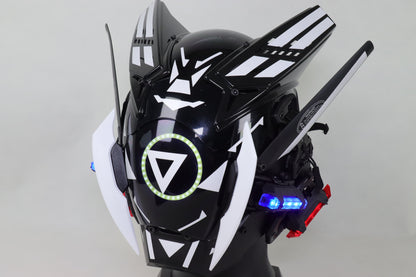 XpopArtCraft Custom White Full Face Glowing Cyberpunk Mask