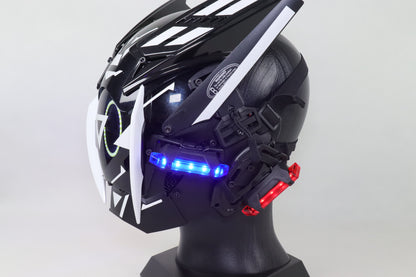 XpopArtCraft Custom White Full Face Glowing Cyberpunk Mask