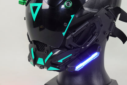 XpopArt  Green Rivet Cyberpunk Helmet with light