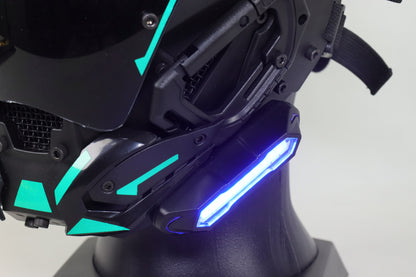 XpopArt  Green Rivet Cyberpunk Helmet with light