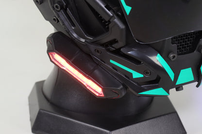 XpopArt  Green Rivet Cyberpunk Helmet with light